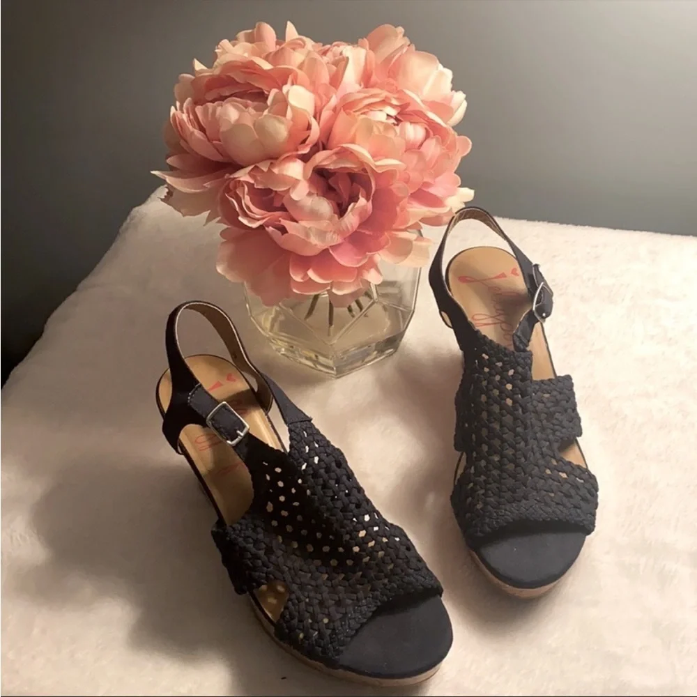 JELLYPOP Natural Woven Sling Back Cork Wedge Shoes - Picture 6 of 8